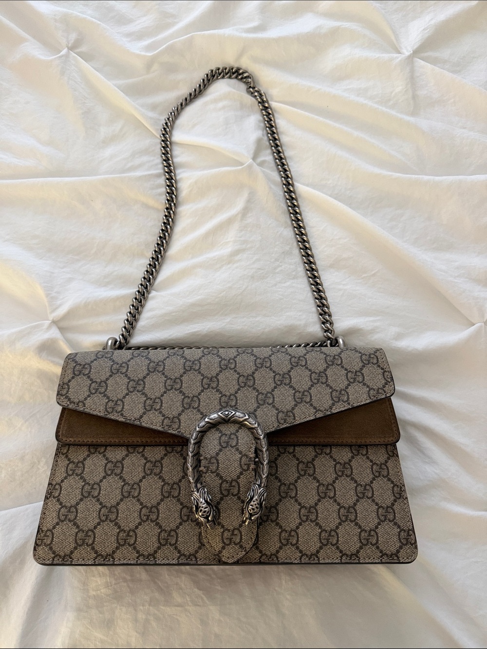 Gucci Beige Brown GG Supreme Dionysus Shoulder Bag